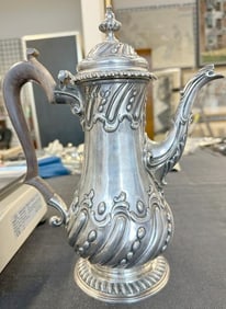 Thomas Whipham & Charles Wright early sterling fancy coffee pot, hallmarks as pictured