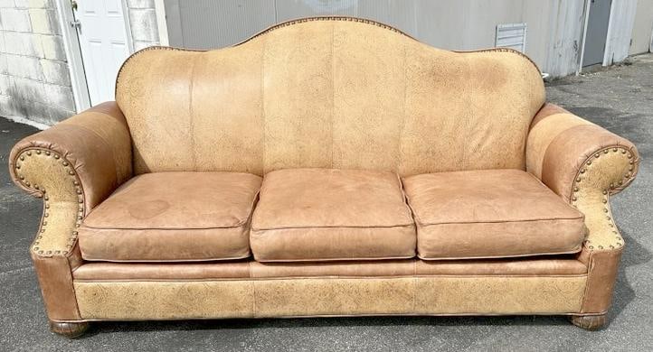 Lexington Furniture leather sofa with label- The World of Bob Timberlake, as pictured, nicely worn (1 of 4)