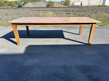 Nice contemporary with some age farm table, structurally sound, wear to the patina with some light