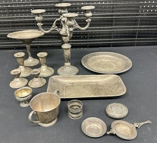 Estate misc. STERLING SILVER lot to include plate, bowl, cups, etc. ( Weighted sterling includes