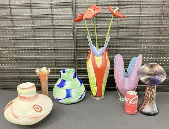 Lot of contemporary decorative art glass ( also a carnival glass vase in lot ), from local Hudson (1 of 6)