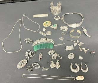 Estate lot misc. sterling silver older jewelry, good lot for dealer to sort out or repurpose, a few