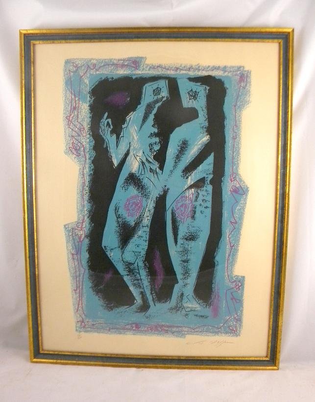 ANDRE MASSON MID CENTURY LITHOGRAPH TITLED DEUX PER: ANDRE MASSON MID CENTURY LITHOGRAPH TITLED DEUX PERSONNAGES, CIRCA 1950, MEASURES 22" X 16". NUMBER 77/200, SIGNED LOWER RIGHT.