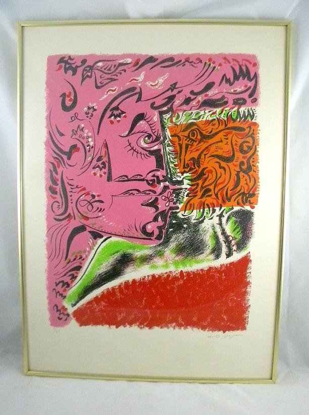 ANDRE MASSON MID CENTURY COLOR LITHO UNTITLED, CIRC: ANDRE MASSON MID CENTURY COLOR LITHO UNTITLED, CIRCA 1960. MEASURES 30" X 22". GOOD CONDITION.