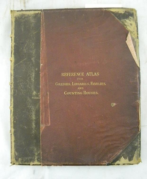 Mitchell's New Reference Atlas 1868 with 56 Copper: Mitchell's New Reference Atlas 1868 with 56 Copperplate Maps. Complete inside, binding is intact, wear to outer covers.
