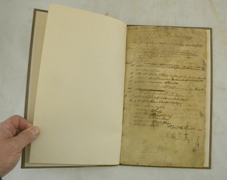 18th C Log Book of BRIG GEORGE William Earle, Mast: 18th C Log Book of BRIG GEORGE William Earle, Master 1787-1788, finely rebound. Measures 12 1/2" x 7 3/4". With letter from establishment where it was purchased in 1994. Has 27 pages, front and back.