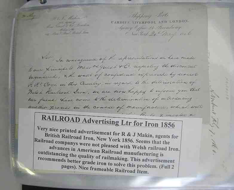 Album Overland TRANSPORTATION Express Co's & RR: Huge Album of Overland TRANSPORTATION Express Co's & Railroad related early ephemera. A loaded, quality album. Includes letterheads, billheads, receipts, tickets, many handwritten manuscripts, circula