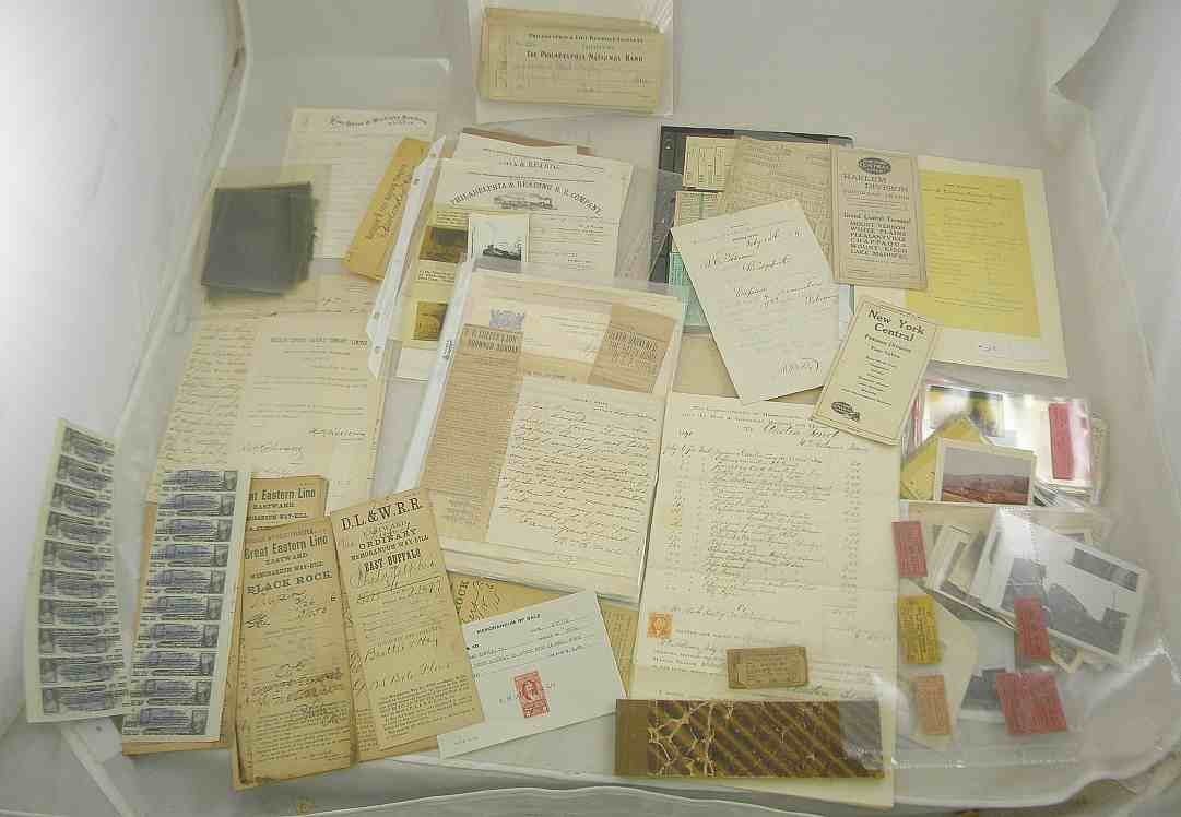 Big Lot Early RAILROAD Ephemera* Photos* Tickets*: Big Lot Early RAILROAD Ephemera* Photos* Tickets* Etc , from the Pennsylvania estate collection. A lot 19th & early 20th century material, tickets, receipts, billheads, letterheads, photographs, lots 