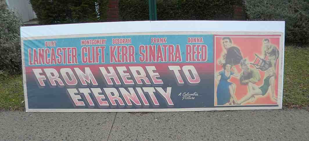From Here To Eternity 1953 7 Foot Movie Banner: From Here To Eternity 1953 7 Foot Movie Banner, in nice condition. Has crinkles and creases, no significant wear....