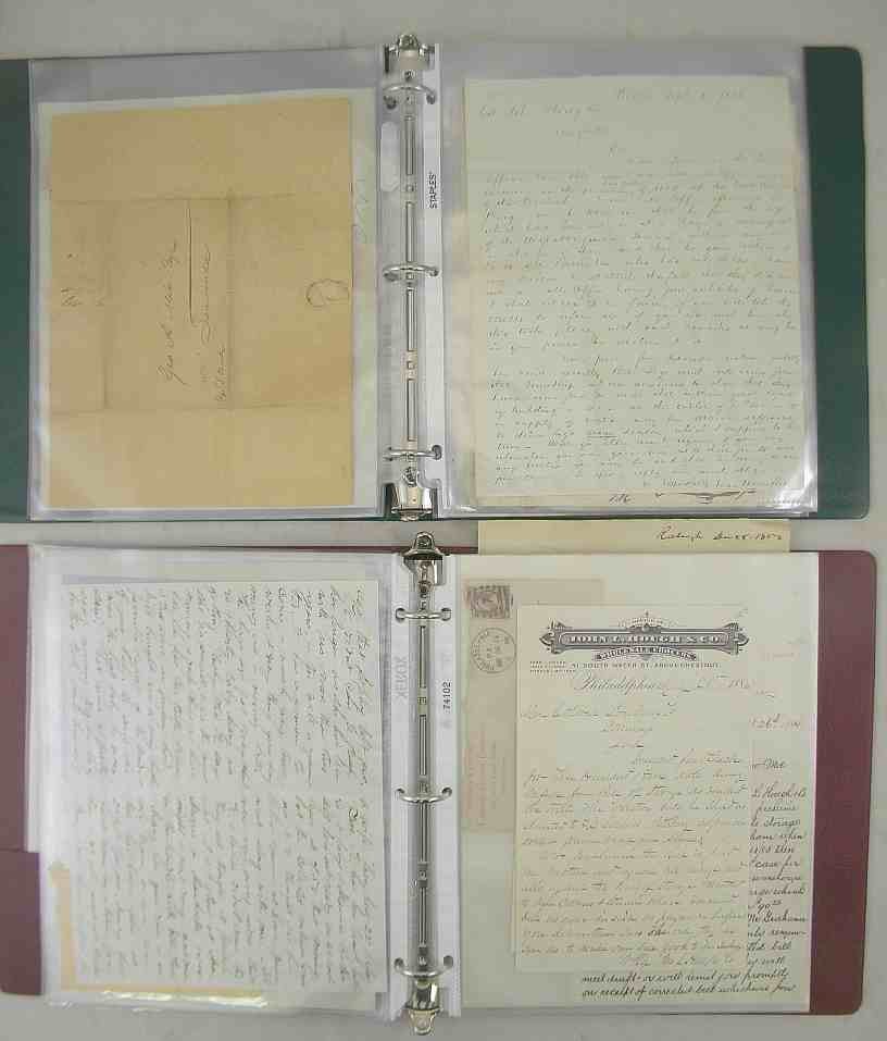 2 Albums w/ Older MANUSCRIPTS & Related Material: 2 Albums w/ Older MANUSCRIPTS & Related Material, from the Pennsylvania estate collection. Including relating to Timber & Lumber, rafting, military, family life, business, etc. Nice lot!
