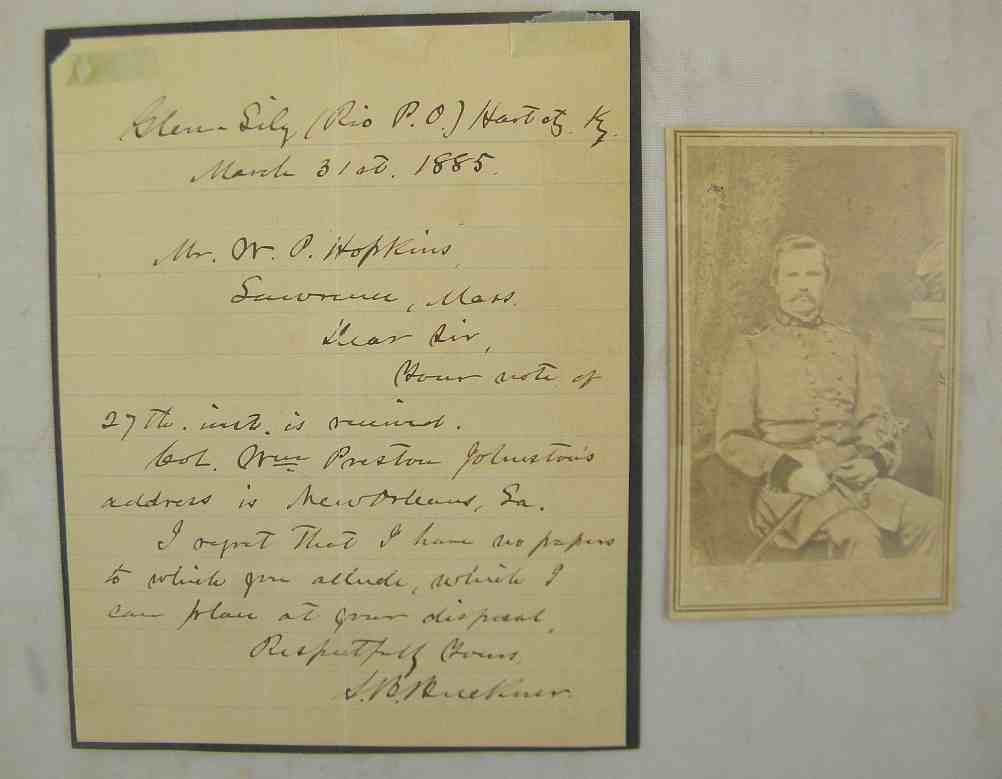 Civil War Simon Bolivar Buckner Signed Letter & Cd: Civil War Officer Simon Bolivar Buckner Signed Letter & Cdv. The letter is post Civil War, he was an important Soldier and Politician. Simon Bolivar Buckner (April 1, 1823 – January 8, 1914) was an 