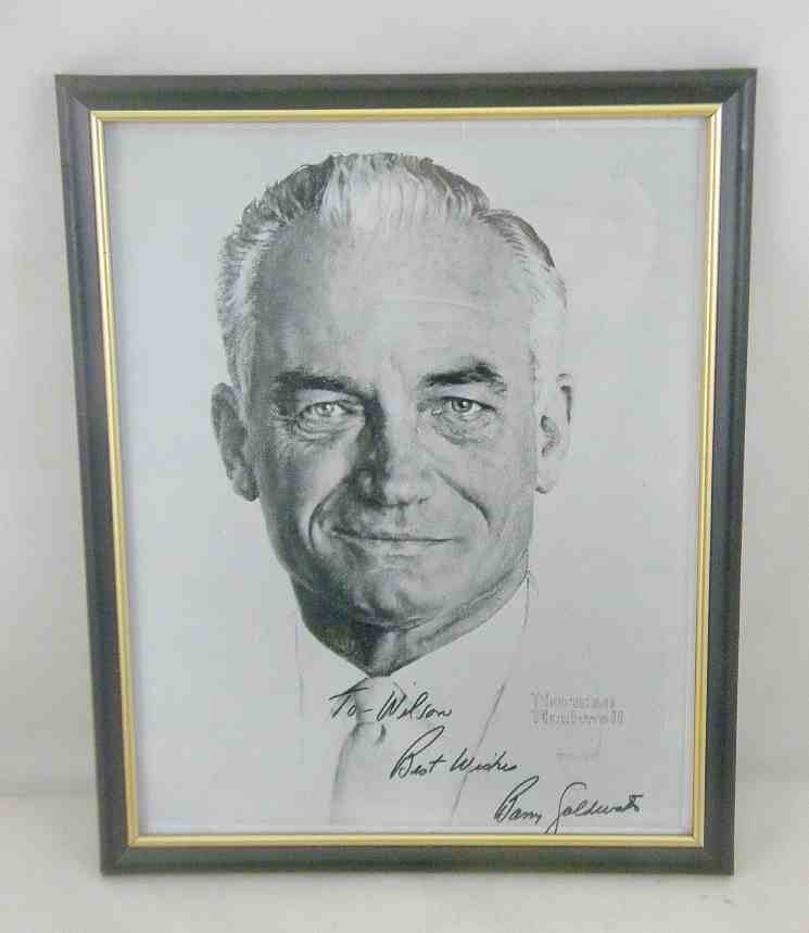 BARRY GOLDWATER Signed Look Magazine Photo: BARRY GOLDWATER Signed Look Magazine Photo, of a Norman Rockwell painting.