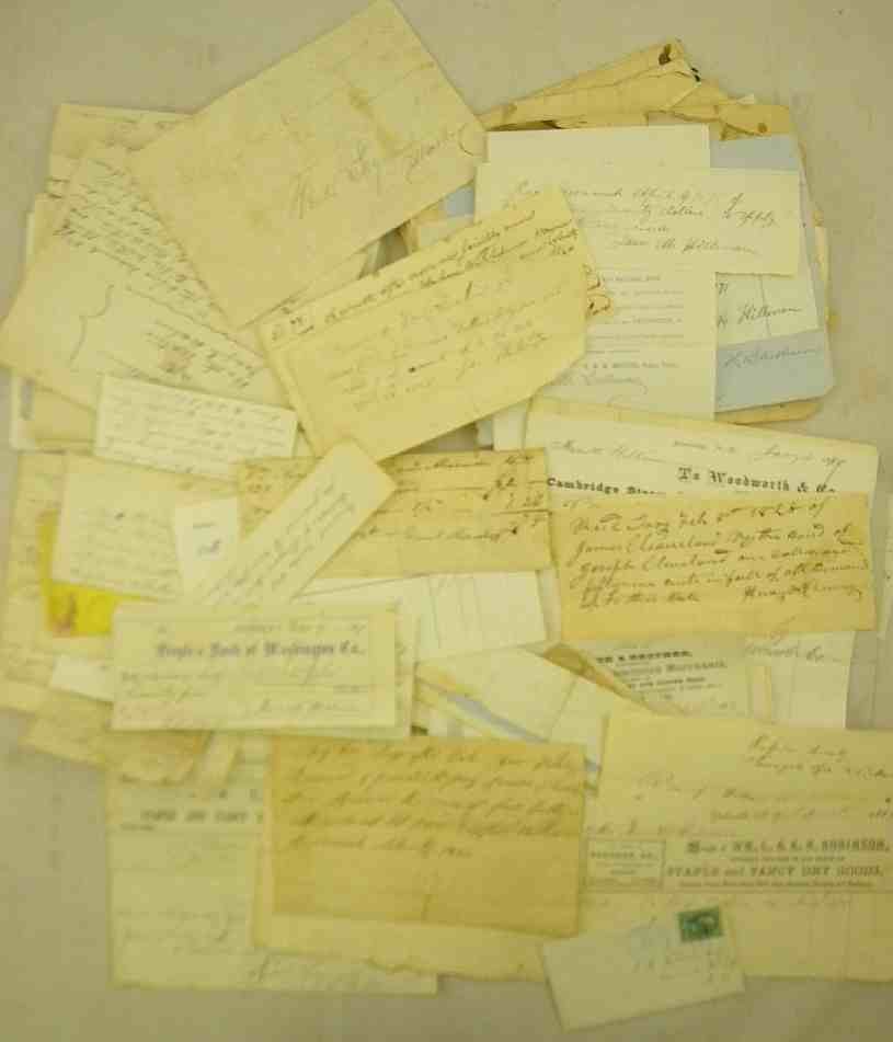 Group 19thC Manuscripts & Billheads From 2 Familie: Group 19thC Manuscripts & Billheads From 2 Families, including William Cleveland, Brunswick NY area, & Hillman family, from Jackson, NY ( late 19th & early 20th century material )