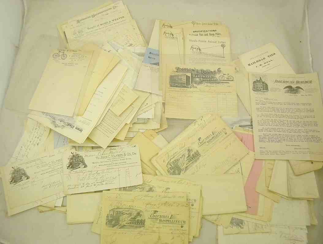 Lot of 19th Century MANUSCRIPTS & DOCUMENTS: Lot of 19th Century MANUSCRIPTS & DOCUMENTS, BILLHEADS, ETC.