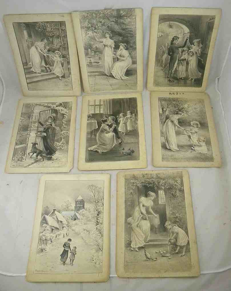 8 MAUDE ANGELL ORIGINAL ILLUSTRATIONS 1888-1924: 8 MAUDE ANGELL ORIGINAL ILLUSTRATIONS, well known painter & illustrator. ( 1888-1924 ), they each measure 14 1/2" x 10 1/2", probably for a book.....