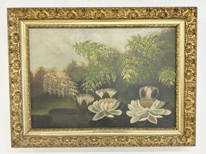 19th c o/c floral still life, in frame of the period, unsigned, painting measures 14" x 20", the (1 of 3)