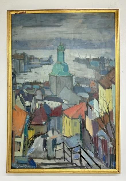 Wonderful o/c impressionist cityscape, signed illegibly as pictured, well executed in a later gold (1 of 4)