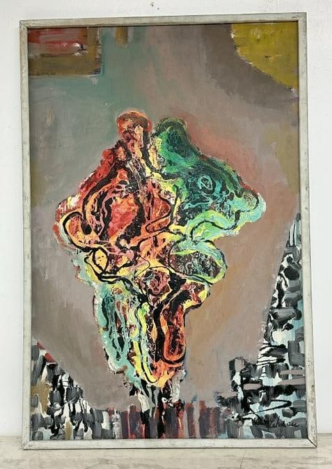 Irving George Lehman (1900 - 1983) abstract o/b titled ( NEBULA ) on back, signed lower right. (1 of 6)