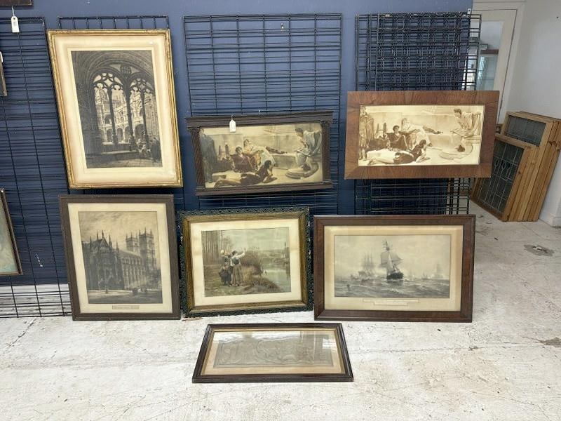 (7) early decorative large prints from estate collection, good lot for a dealer to sort out?overall (1 of 8)