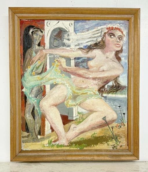 Impressionist o/b Mythological scene, unsigned, painting measures 30.5" x 25.5", the frame measures (1 of 3)