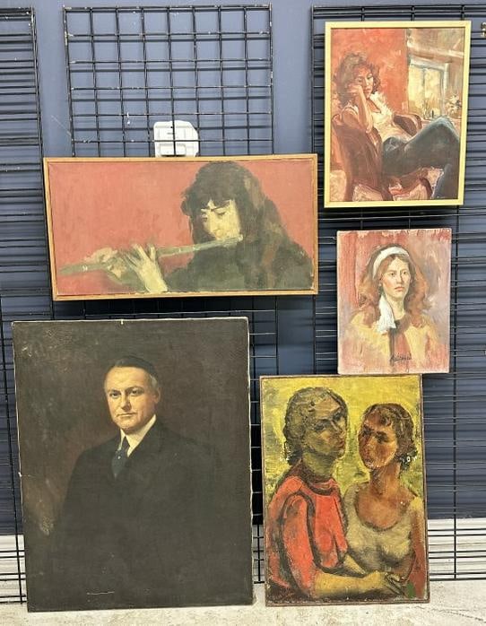 (5) o/c portraits incl. early portrait of Gentleman (has tear on bottom edge ), and other more (1 of 6)