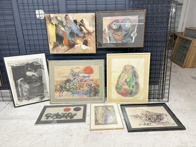 (8) pcs. of artwork incl. paintings, prints, abstract, etc. Some signed illegibly, good lot for (1 of 11)