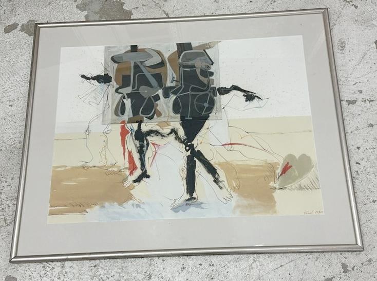 Dimitri Petrov (1919 - 1986) abstract mixed media, signed lower right and dated 1983. Gouache and (1 of 4)