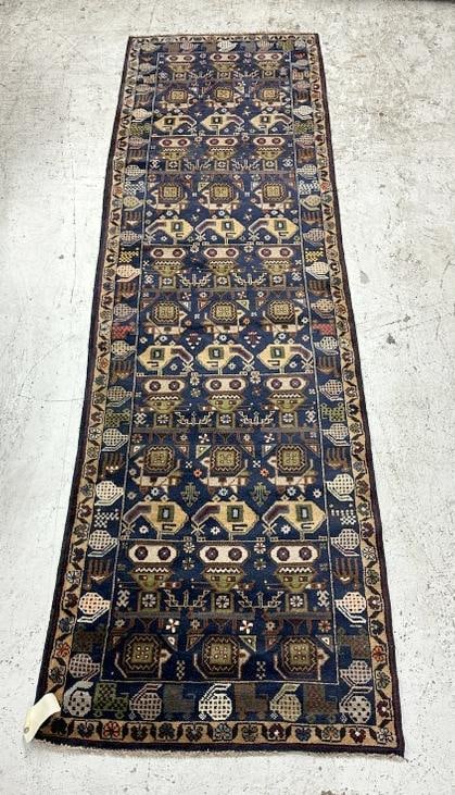 Handmade wool oriental runner, nice condition, nice pattern, measures 112.5" x 32". (1 of 5)