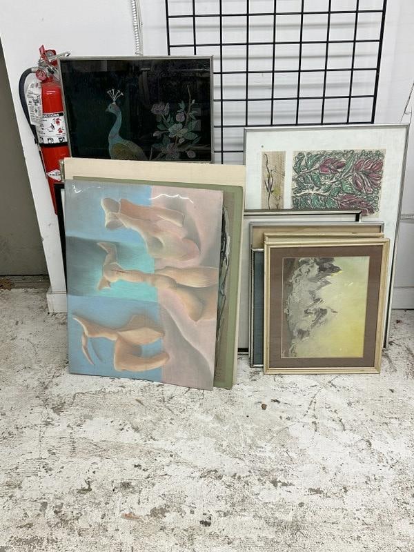 (14) pcs. Artwork to include drawings, prints, charcoals, etc. Great lot for dealer to sort out, (1 of 9)