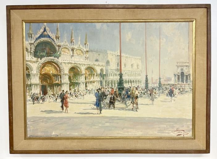 Wonderful circa 1940's o/c cityscape, possibly Paris (?), signed illegibly as pictured. I nice (1 of 4)