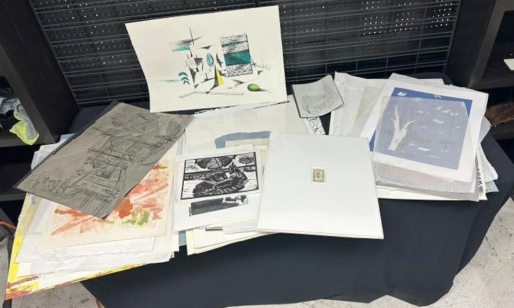 Big lot unframed contemporary artwork from Woodstock, New York estate collection, many pieces ( (1 of 19)