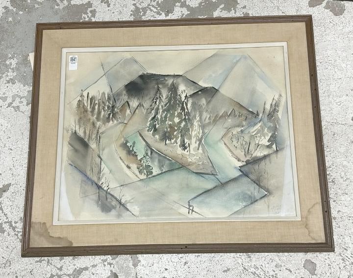 Albert Adams (20th century)  impressionist watercolor landscape, signed lower right, dated 1952, in (1 of 4)