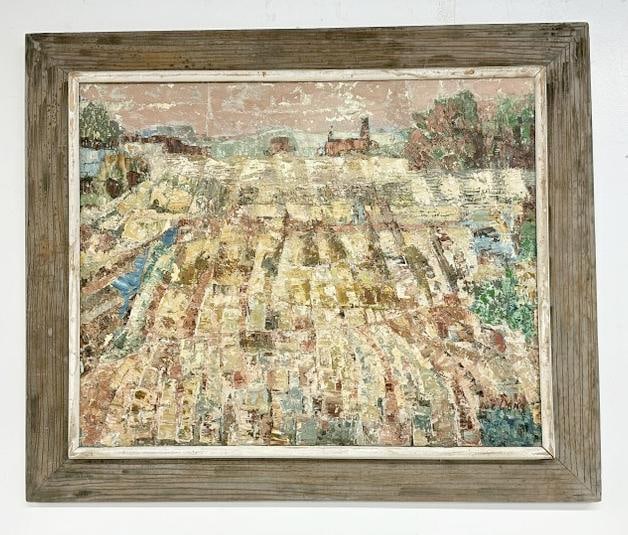 Mid Century impressionist landscape, signed illegibly ( possibly Lang, Lane ? ), in frame of the (1 of 4)