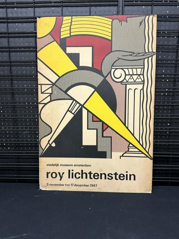 roy lichtenstien 1967 Museum Poster, glued to foam core, has tears and paper coming up on all: roy lichtenstien 1967 Museum Poster, glued to foam core, has tears and paper coming up on all borders, just as we found it in his warehouse. Measures 37.25" x 24.75". From the Hudson, N.Y. estate of w