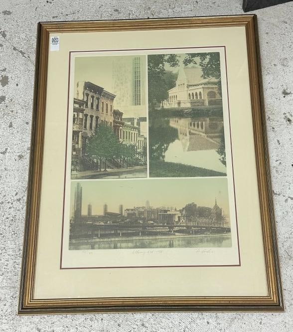 David Curles signed limited edition print titled ( Albany 1686-1986 ), in nice estate condition, (1 of 6)