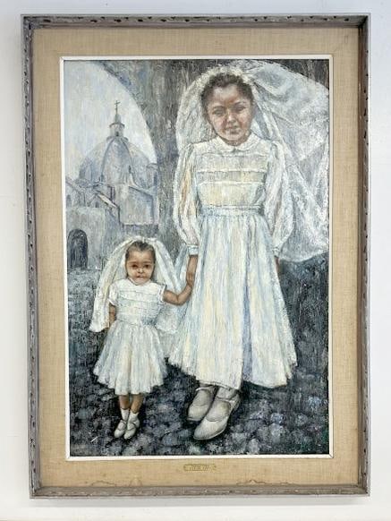 Eva De Nagy (1911 - 1999) o/b titled ( COMMUNION IN TOSCO ), signed lower left, in nice estate (1 of 4)