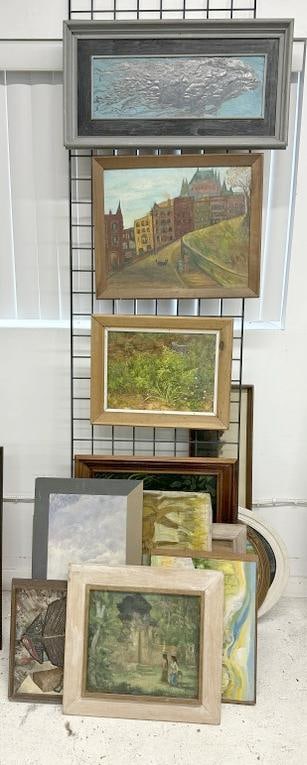 (15) misc. oil paintings, good mix, good lot for a dealer to sort out….just as we found them. From: (15) misc. oil paintings, good mix, good lot for a dealer to sort out….just as we found them. From the Hudson, New York estate of well know art collector Albert Burnette Roberts.