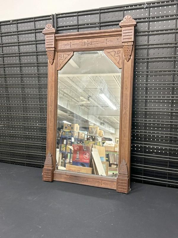 Walnut Eastlake mirror, nice estate condition, frame measures 40" x 23". (1 of 2)