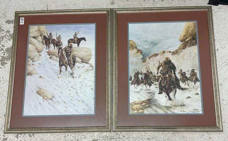 (2) signed Ken Schmidt (20th Century) limited edition prints ( numbered 243 of 900 ) in matching (1 of 1)