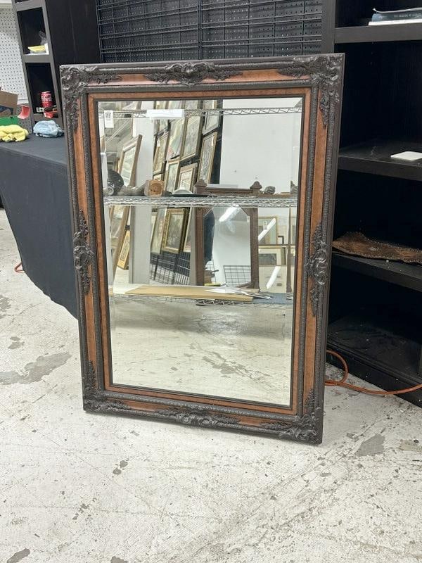 Decorative contemporary beveled mirror, nice condition, measures 44" x 32". (1 of 1)