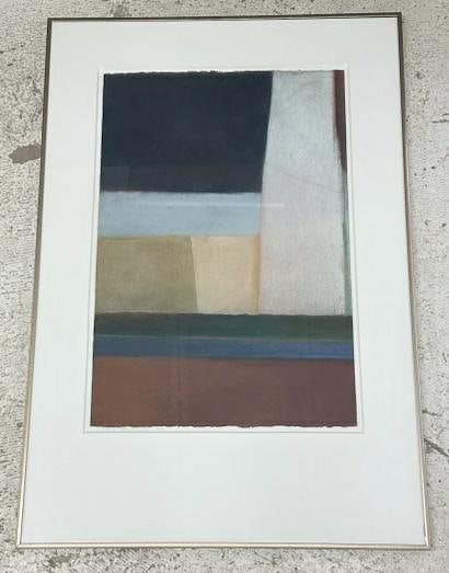 Wonderful pastel abstract geometric figures, signed illegibly, titled in pencil lower left ( study (1 of 4)