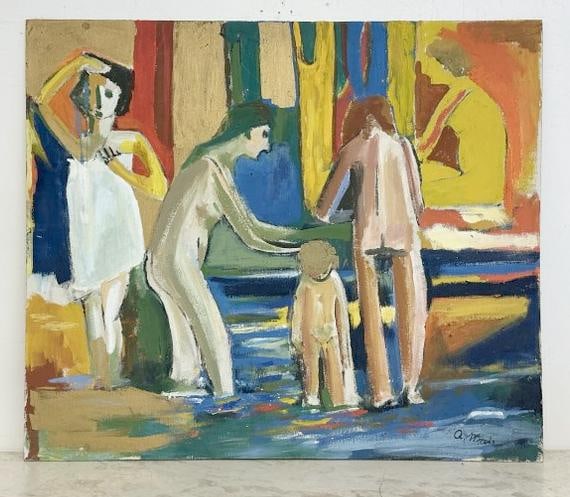 A. MARIS impressionist o/b of figures, signed lower right, nice estate condition. Painting measures (1 of 2)