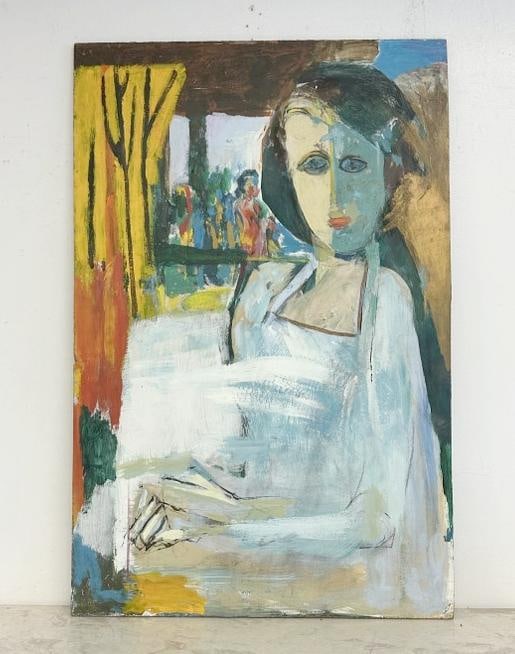 A. MARIS impressionist o/b of Woman, not signed, nice estate condition, painting measures 36" x 24".: A. MARIS impressionist o/b of Woman, not signed, nice estate condition, painting measures 36" x 24". From the Hudson, New York estate of noted Art Collector and Researcher Albert Burnette Roberts…..