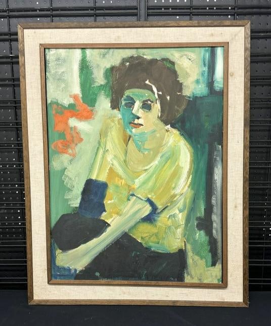 Impressionist o/b portrait of a woman circa 1960's or so, unsigned, in frame of the period, painting: Impressionist o/b portrait of a woman circa 1960's or so, unsigned, in frame of the period, painting measures 32" x 24", the frame measures 38" x 31", nice estate condition. ( written on back is Sicil