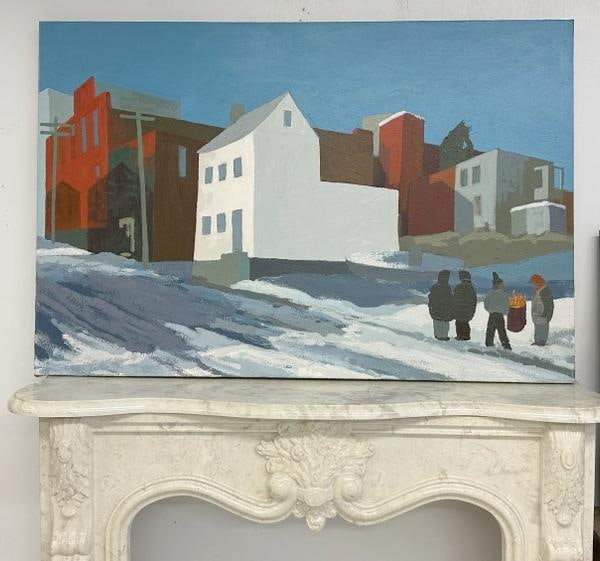 Edward Avedisian (1936 - 2007) large o/c titled ( THE HOUSE ON LIVINGSTON STREET ), 1999, signed on (1 of 4)