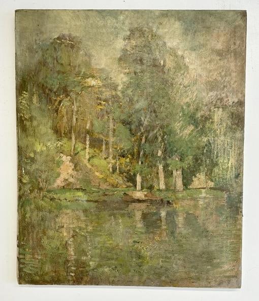 Nice impressionist o/c landscape, unsigned, circa 1940's or so, painting measures 28" x 23", nice (1 of 3)