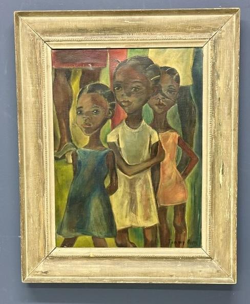 Tommy Beere (Born 1908) wonderful impressionist o/c of (3) young black girls, with Women in the (1 of 5)
