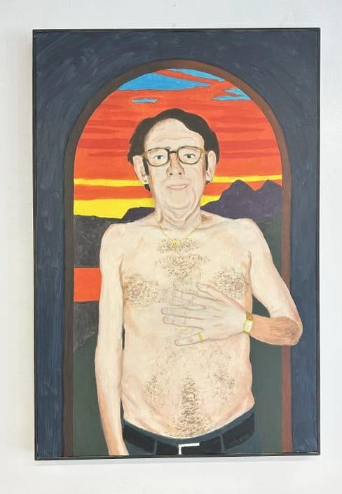 Bill Sullivan ( 1942-2010 ) o/c of bare chested Gentleman, possibly self portrait, nice condition, (1 of 4)
