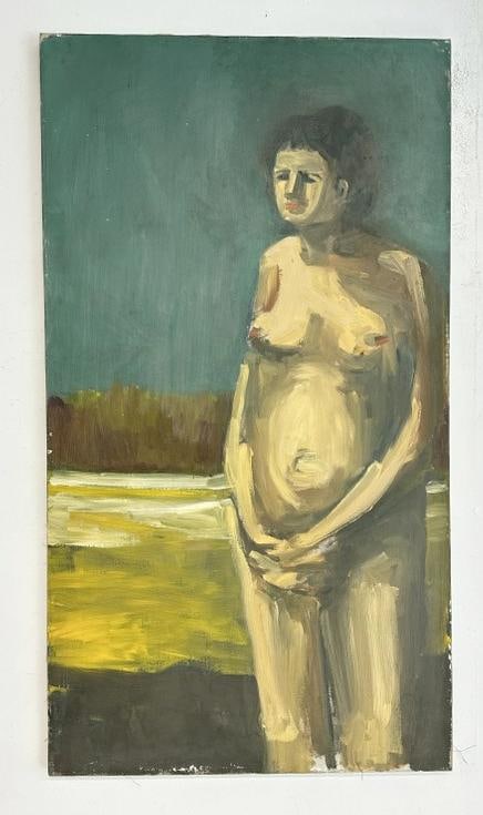 Circa 1950's o/c nude female portrait, unsigned, painting measures 36" x 20". From the Hudson, New: Circa 1950's o/c nude female portrait, unsigned, painting measures 36" x 20". From the Hudson, New York estate of well known Art Collector Albert Burnette Roberts. Some were kept in indoor storage for