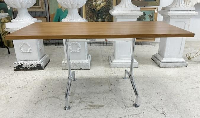 BERNHARDT Furniture Mid Century form training table, in very nice condition, has chrome bases in (1 of 12)